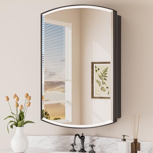Image of Keonjinn Matte Black Medicine Cabinet with Mirror 20x 30 Inch, Metal Framed