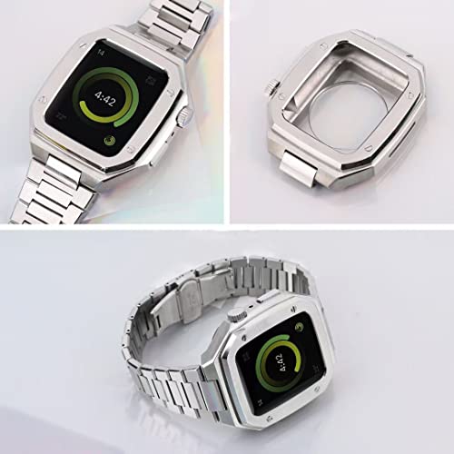Bracelet Apple Watch 45mm en acier inoxydable avec boîtier de modification inclus