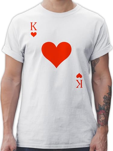 T-Shirt Herren - & Fasching - Herz König Spielkarte I King Queen Kartenspiel Karneval Herzkönig Spielkarte Herzkönig Karte I Poker King of Hearts - XL - Weiß - Gruppen Tshirts faschingsshirt