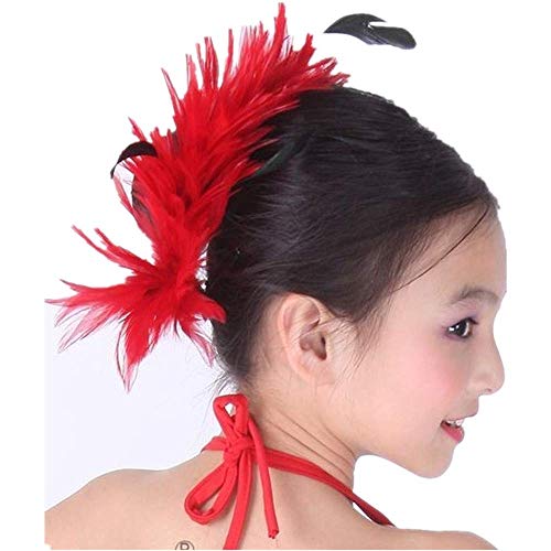 Swimmart Handmade Vintage Feather Flowers Headdress Ladies Accessories Girls Hair Clip Women Party Feather Hair Accessories (Red) #TOP6