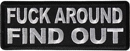 Patch, Embroidered Rectangular Patch (Iron-On or Sew-On), Fuck Around and Find Out, 4" x 1.5"