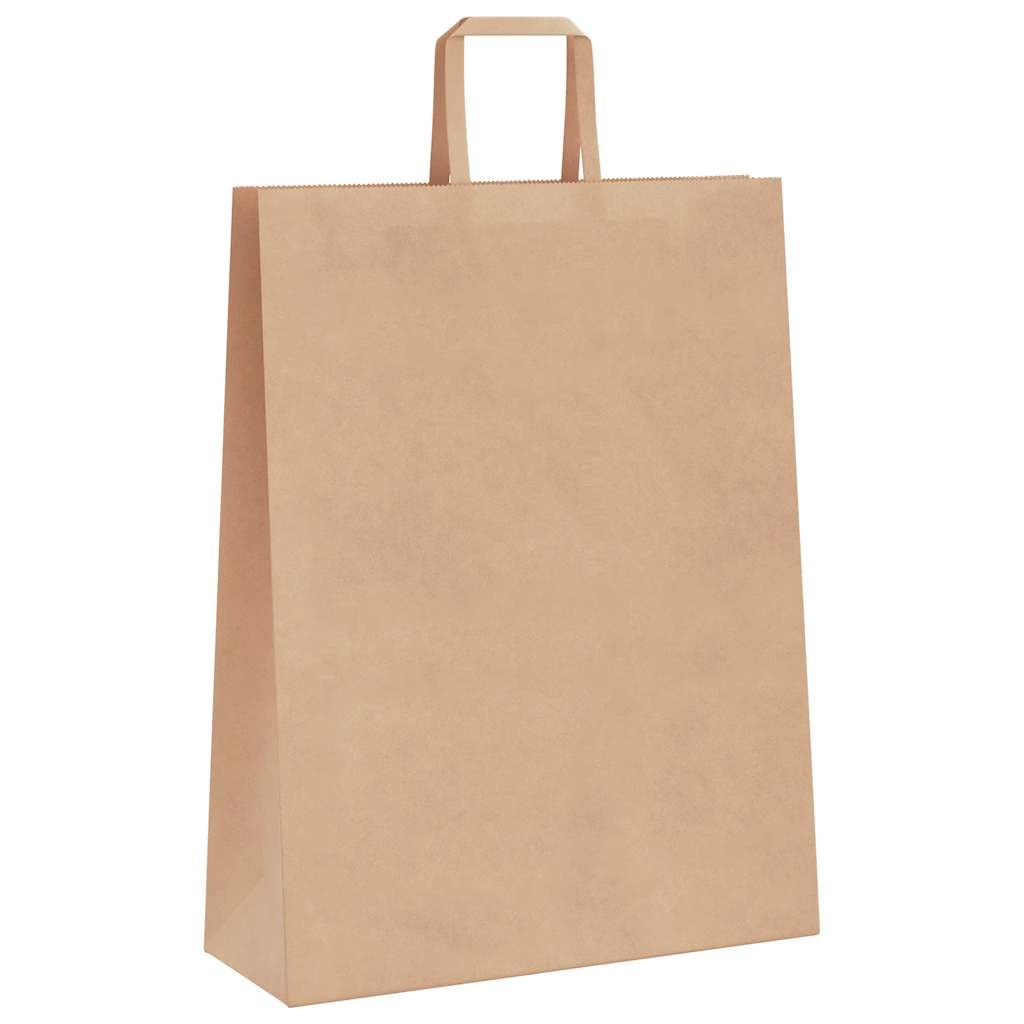 Sacchetti di carta marrone con maniglie, 50 pezzi, 32 x 12 x 42 cm, sacchetto regalo in carta naturale con manico corda, ideale per feste, shopping e imballaggio durevole.