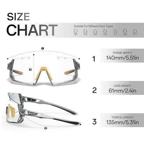 SCVCN Photochromic Cycling Glasses Sports Sunglasses Men Women Clear Bicycle MTB UV400 Protection Running Mountain Bike Baseball Biking Goggles Riding BMX Fishing Riding Golf Driving Softball 10 - image 5