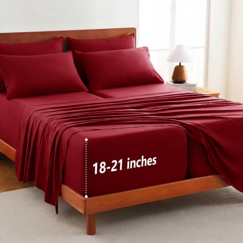 Image of CozyLux 7-Piece Split King Sheets, Fits 18-21 Inch Mattresses, Oeko-TEX