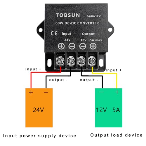 Image of DC 24V to 12V 5A Converter 60W Voltage Step Down Buck Converter | Regulator Reducer Power Converter Mini Module for Automotive, Industrial & DIY Electronic Projects