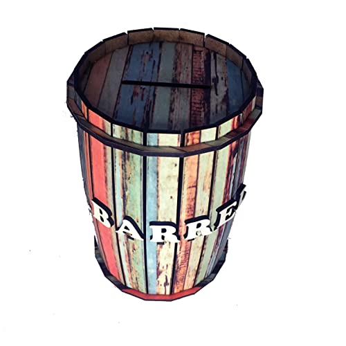 Pratik Dekor Barrel Piggy Bank Cash Coin Box Handmade Wooden Barrel Safe Money Bank Old Wood #TOP1