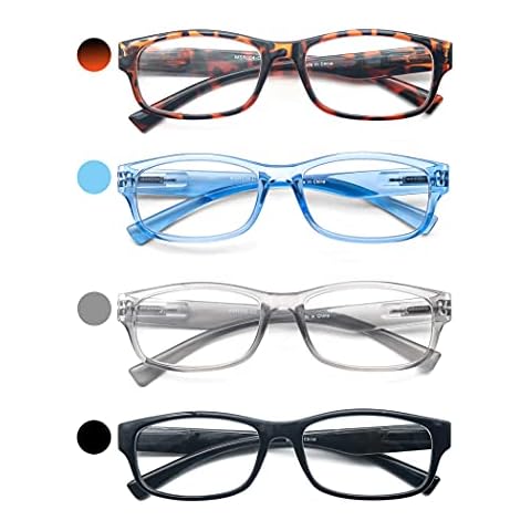 HEEYYOK Mens Reading Glasses Rectangular Frame Readers Glasses For Men +2.75 Spring Hinge Black Grey Blue Tortoise Cover