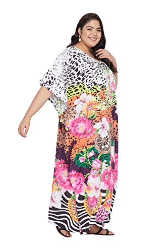 Image of Oussum Women Polyester Casual Long Plus Size Beach Caftan Cover Up Maxi Dress 1X-3X Summer Kaftan Dresses for Women