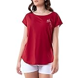 Guy Harvey Women's Short Rolled Dolman Sleeve T-Shirt, Red, Large