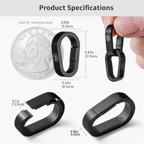 Image of TISUR Titanium Key Ring Clip, Small Carabiner Keychain,Mini Snap Keyring