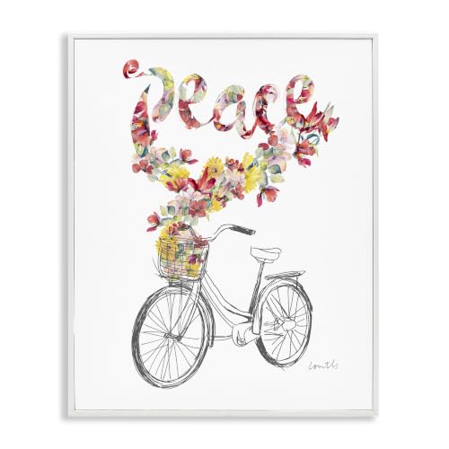 Stupell Industries Peace Phrase Quaint Floral Bouquet Bicycle Basket, Design by Lanie Loreth