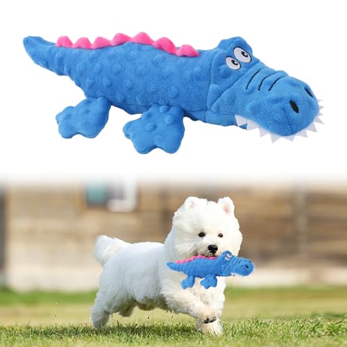 QYONLINE 犬おもちゃ 音のでる玩具 犬用噛むおもちゃ ペットぬいぐるみ 藍 投げるおもちゃ 運動不足解消 清潔 歯磨き ストレス発散 耐久 安全 子犬・小型犬・中型犬・猫に適応 動物型