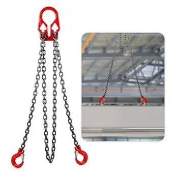 BEAMNOVA Lifting Chains with Adjuster Hooks, 5/16 Inch x 10 Ft, 7000lbs / 3.18 Tons, Chain Slings for Engine Hoist 2 Legs Industrial Grab Hook Heavy Duty