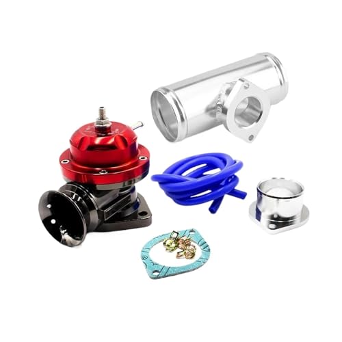 Turbocharger PressureTurboValve Pro Turbo Pressure Relief ValveAdjustable 25psi With 63mm Or 76mm Flange Pipe Turbo Pressure Relief Valve Adapter L=150mm Modification and upgrade(Red With 63mm pipe)
