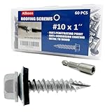 Allkeen #10 x 1 Hex Head Sheet Metal Roof Screws, Rustpert Coating Metal to Wood siding Screws, 60 Pieces