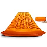 Warmounts Isomatte Camping Selbstaufblasend, Luftmatratze Camping Dauerhaft Isomatten & Selbstaufblasbare Matratzen Wasserdicht mit Kissen Tragbar & Klein Faltbar für Camping、Strand Zelt