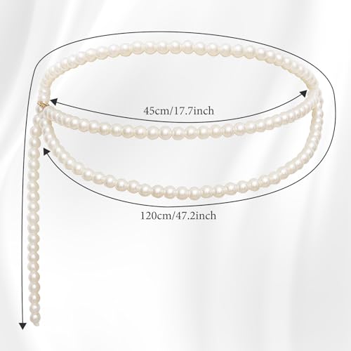 panthra Pearl Belts for Women,Pearl Waist Chain Adjustable,for Dresses, Tops, & Beachwear,Elegant Wedding & Formal Accessory,for Summer Beach2