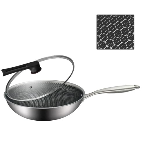 Wok de acero inoxidable 12.6" con tapa y mango ergonómico miniatura 1