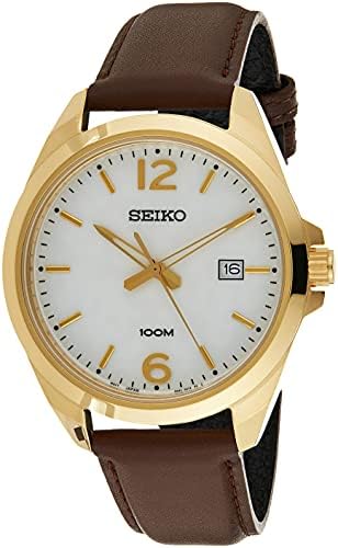 Amazon.com: SEIKO-Quartz Gents Leather Strap Watch : Clothing, Shoes \u0026  Jewelry