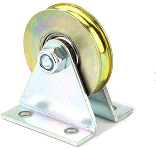 feedal Rueda de ranura en L de 38 mm de acero rígido resistente, Rodamiento de puerta de granero, con soporte, capacidad de trabajo: 100 kg (ranura en L) Cover