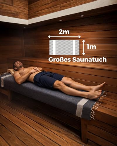Saunahandtuch Damen Herren 100x200 cm (Baumwolle), Saunatuch XXL, Hamamtuch groß 100 x 200 - lang, platzsparend, leicht - Sauna Hamam Strand Tuch Zubehör, Saunakilt Handtuch Strandtuch, Geschenk