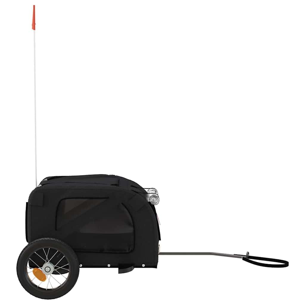 Fahrradanhänger für Hunde Katze Haustier, schwarz aus Oxford-Gewebe und Eisen, klappbar, faltbar, atmungsaktiv, mit Regenverdeck, 124 x 53 x 53 cm, bis 30 kg für Reise und Transport