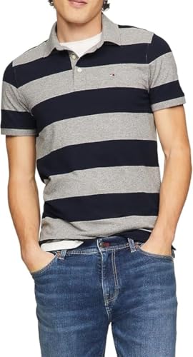 Polo de rugby Tommy Hilfiger stretch à rayures et coupe ajustée homme