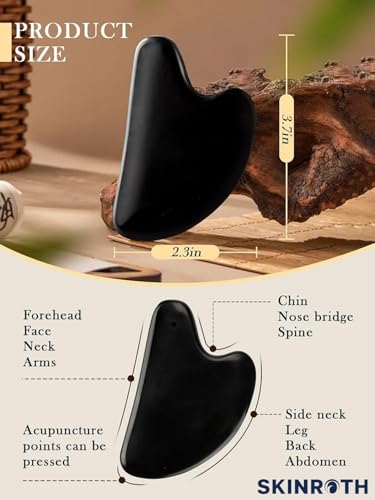 Image of 100% Natural Bian Stone Gua Sha Tool for Face & Body Massage, Facial Sculpting, Lymphatic Drainage, Reduce Puffiness, Jawline Tightening, Comes in Premium Rigid Gift Box