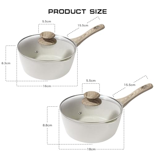 Casserole avec couvercle gaz induction électrique ensemble beige 2 pièces - 3