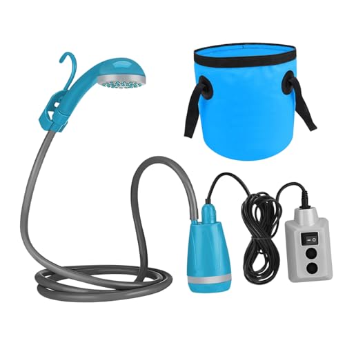 ZUNOXAZ 充電式ポータブルシャワー ポータブルアウトドアシャワーポンプ 高容量バッテリー内蔵 安定した水流 キャンプ ハイキング 旅行 緊