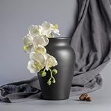 CLYANCE Ceramic Black Vase Home Decor, 9 Inch Wide Mouth Pottery Vase, Vintage Farmhouse Boho Neutral Terracotta Rustic Decor for Living Room, Entryway, Floor, Mantel Decoration
