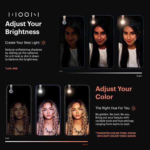 Moon Ultralight 2 - Selfie Light with Touch Controls - Better Than a Ring Light - Clip on Portable Light for Phone, Tablet, Laptop, Camera - Photography, Live Streaming, Video Recording Light - White