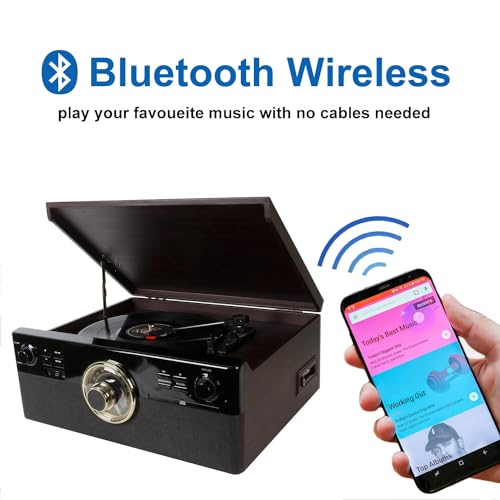 Dl DL-179D99 All-In-One Vinyl Record Player With 3 Speed Bluetooth Turntable thumb #2