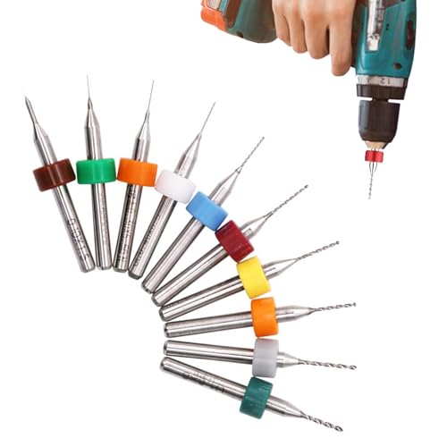 Set di 20 mini punte per trapano, 0,1 mm - 1 mm, micro punte elicoidali, scheda di pressione PCB dremel per pietre ruvide, gioielli, punzonatura, incisione (10 dimensioni, colori misti)