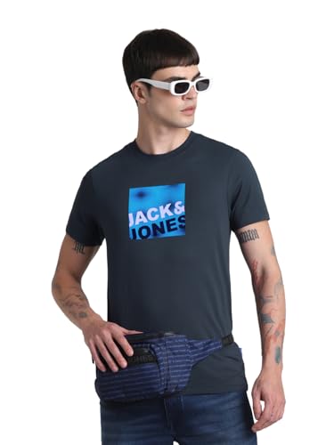 Image of JACK & JONES Men's Cotton Solid Slim Fit T-Shirt