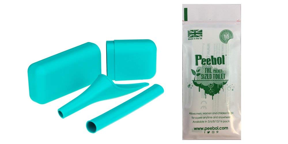 She Pee Extreme – SHEWEE Reusable & Portable Female Urination Device. Festival, Camping, Car, Hiking Essentials. Stand to Pee Funnel W/Travel Case, Extension Pipe & Peebol Urine Bag – Aqua