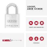 ABUS Vorhängeschloss Titalium 64TI/30 gl.-6312 - gleichschließend - Kellerschloss mit Schlosskörper aus Spezial-Aluminium - gehärteter Stahlbügel - ABUS-Sicherheitslevel 4 – Ansicht 2