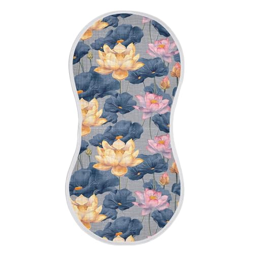 xigua Lotus Flowers Baby Burp Cloths for Newborn Boys and Girls 4 Pack, Soft & Absorbent Cotton Baby Burp Cloth, Baby Washcloths, Newborn Towel, Burp Rags