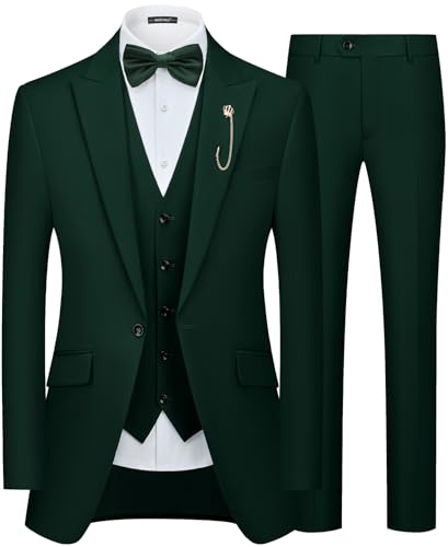 MAGE MALE Men's Suits Slim Fit Formal Tuxedo Wedding Prom Suit Party Dinner Blazer Vest Pants, High-Low Hem