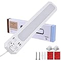 Hikaproligt 18inch Plug-in Under Cabinet Lighting, 120V Under Cabinet Lights Bar with Outlet Switch, 3000K/4000K/5000K Dimmable Shop Lights with 2USB and 5ft Power Outlet for Garage, Workbench