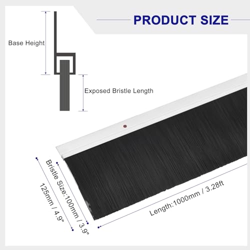 Brosse de porte industrielle en H bas de porte nylon 99,1 cm - 3