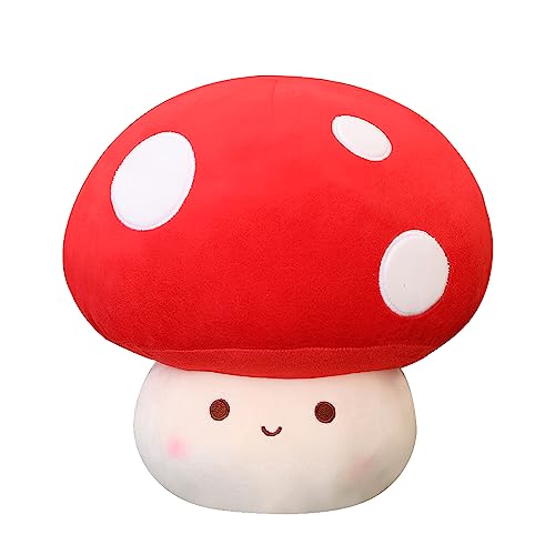 Yeqivo Animali di peluche Mushroom Plush Funghi Funghi Peluche Cuscino, Funghi Animali ripieni, Funghi Stuffed Pillow Camera Decorazione Regalo per Bambini Adulti (Rosso,30CM)