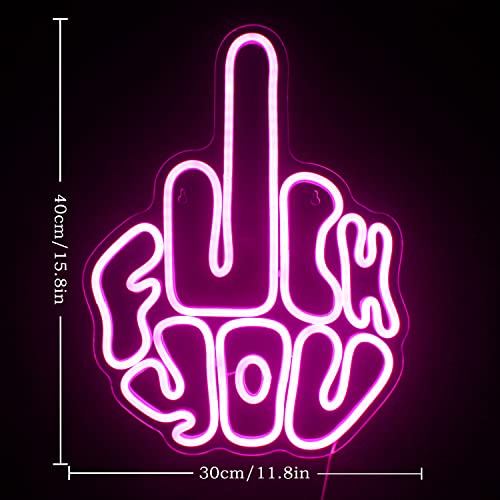 Image of Letters Gesture Neon Signs for Wall Pink LED Neon Lights USB Neon Wall Light Neon Bar Light Up Sign for Bedroom Party Pub Game Zone Decoration