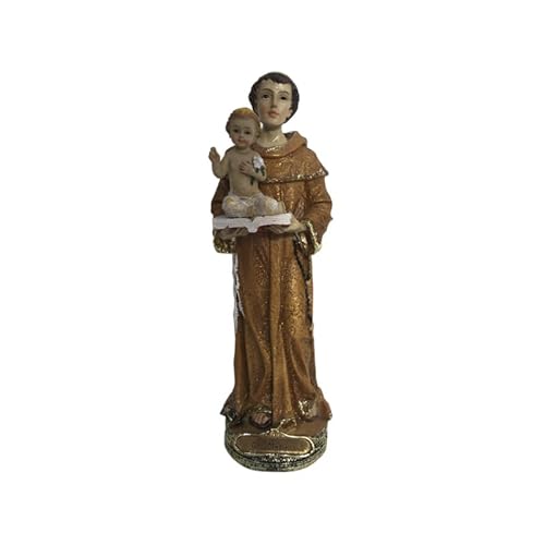 Figura San Antonio de Padua Patron del Amor, los Encuentros y Las Causas Perdida de Resina Pintado a Mano 5x5x15 cm