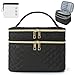Double Layer Makeup Bag Cosmetic Bags for Women, Make Up Travel Bag Organiser with Brush Compartments, Storage Case Portable & Water-Resistant, Vanity Cases Toiletry Bag Travel Essentials - Black