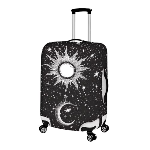 Image of Coloranimal Thickened Luggage Covers Goth Gothic Black and White Moon Stars Travel Luggage Covers for Women Men Kids Fits 18 /24 /28 /32 Inch Suitcase Spandex Protector Covers (25 inch-28 inch Luggage)