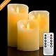 LED Kerzen,Flammenlose Kerzen 4/5/6inch Set aus 3 Echtwachs mit realistischen tanzenden LED Flammen und 10-Tasten Fernbedienung mit 2/4/6/8-Stunden Timer,300+ StundenYIWER (Elfenbein, 3×1)