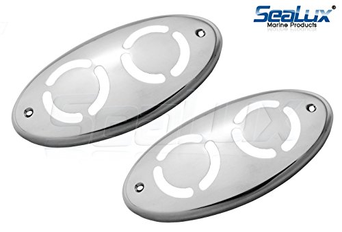 Sealux Marine Boat 6-1/8" X 3" Stainless Steel Hidden Drop In Dual Horn Cover Grill/Sea Ray Boat (2 Packs) #TOP4