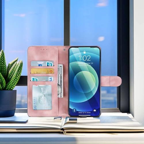 Image of amazon basics Moto Edge 60 Stylus 5G Flip Cover | Card Pockets Wallet & Stand | Flip Cover for Moto Edge 60 Stylus 5G (Pink Flower)