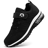 Dhinash Zapatillas Casual para Niño Zapatillas Deportivas Tenis Sin Cordones Calzados para Correr en Asfalto Zapatos de Escuela Exterior Interior Zapatos de Running Negro Blanco Talla 38